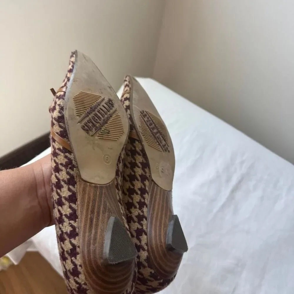 Vintage Y2K Seychelles Soft Style Houndstooth Bow Pumps – Size 6